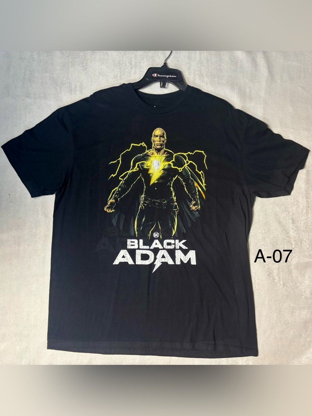Champion Black Adam Graphic Tee - Black with Yellow Print
